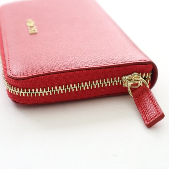 Escada Leather Zip Clutch Logo Wallet in Cherry Red - Picture 4 of 13